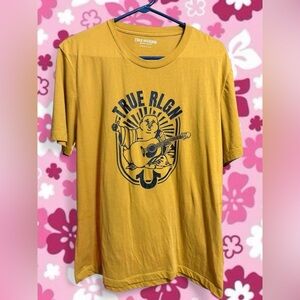 True Religion Mustard Yellow Graphic Short-Sleeve Tee NWOT (unisex)